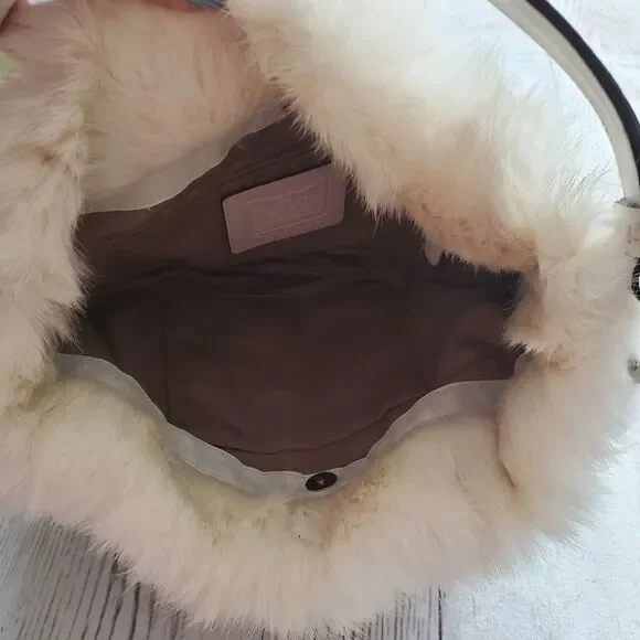 Coach signature c quilted Silk & Rabbit fur bag
